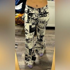 BDG newsprint flare pants